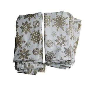 Kim Seybert Gold Snowflake Napkins Lot Of 14 100% Cotton Holiday Winter Table
